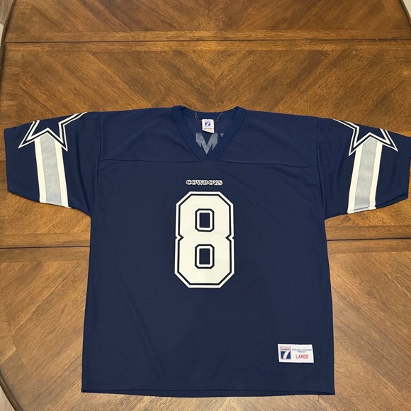 LOGO 7 Other - Vintage Dallas Cowboys Troy Aikman Logo 7 Jersey Navy Blue Mens Large NFL #8
